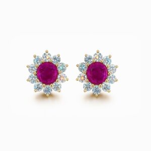 American diamond Floral  earrings for women (White, Ruby,Green)