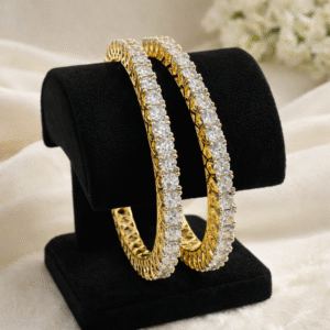 American Diamond Bangle for Women And Girls(Gold and White)