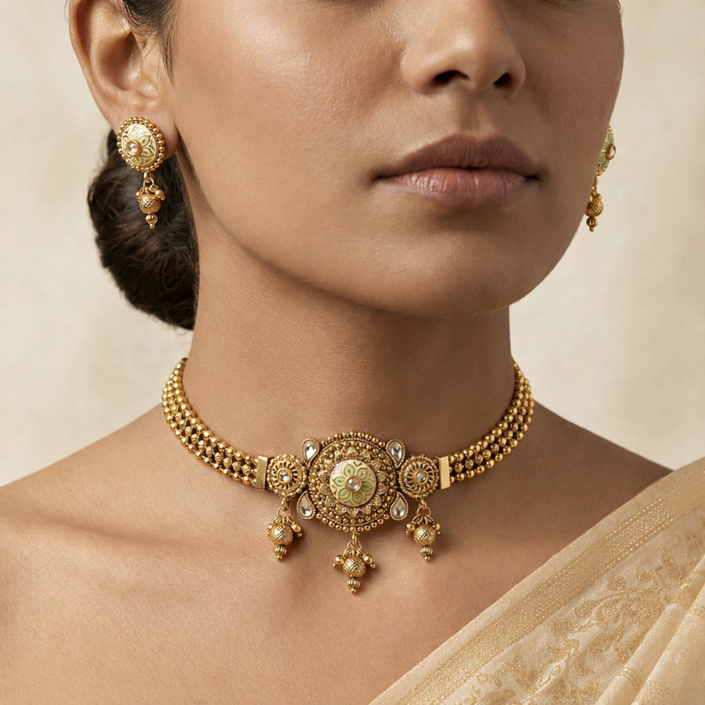 Gold-Tone Choker Necklace Set