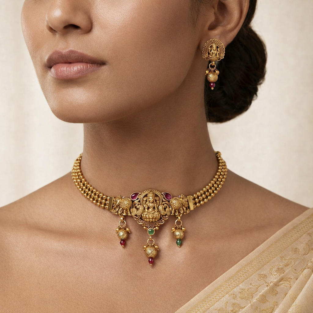 Gold-Tone Choker Necklace Set