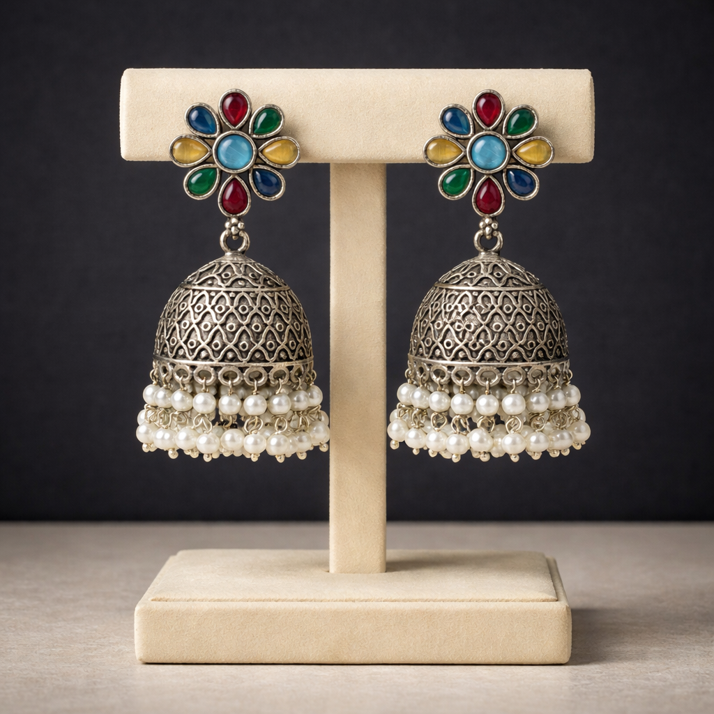 Multicolor Oxidised Jhumka