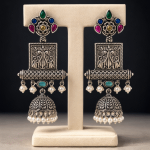 Multicolor Oxidised Jhumka Earrings for Women | Navratri & Garba Traditional Jewellery