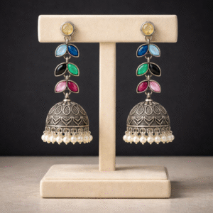 Multicolor Oxidised Jhumka Earrings for Women | Navratri & Garba Traditional Jewellery