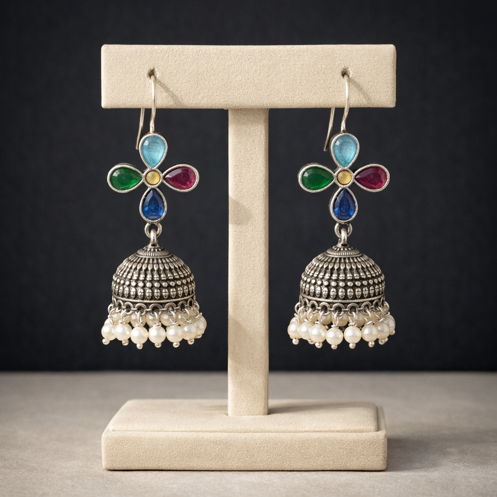 Multicolor Oxidised Jhumka