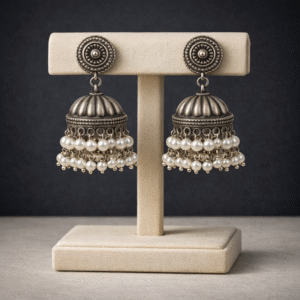 Traditional Oxidised Silver Jhumkis