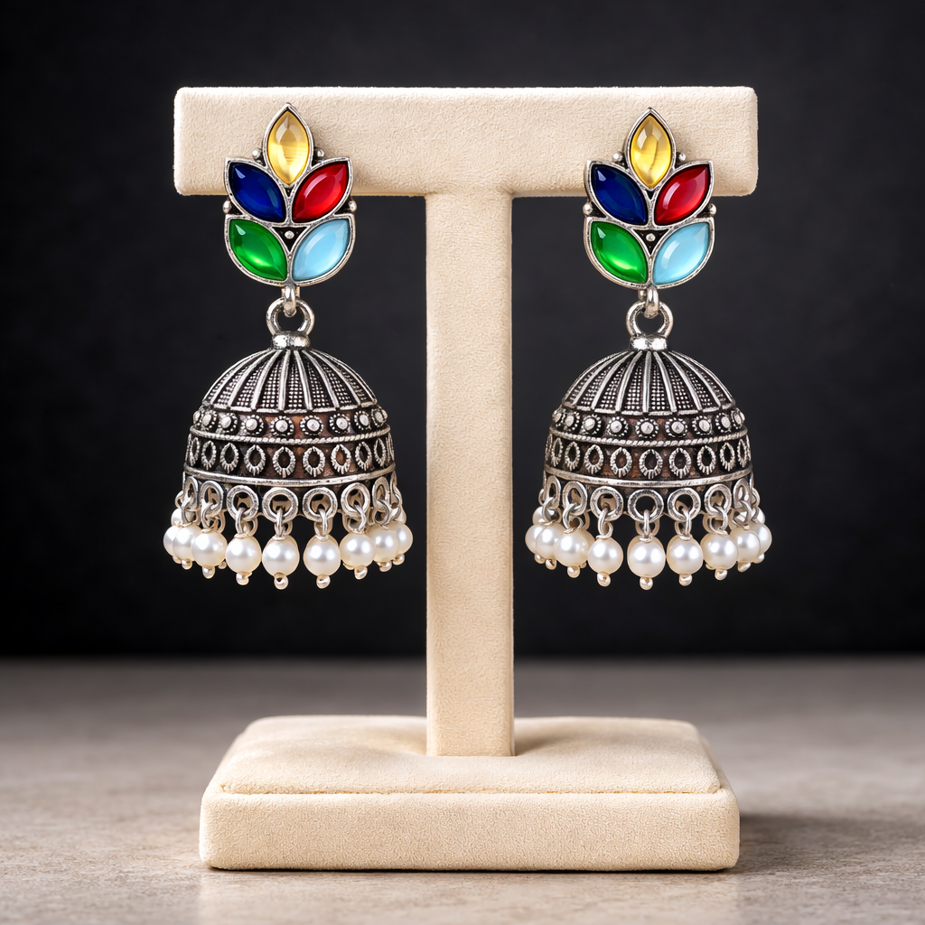 Multicolor Oxidised Jhumka