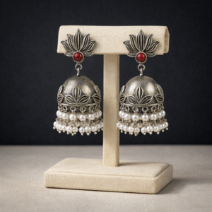 Traditional Oxidised Silver Jhumkis