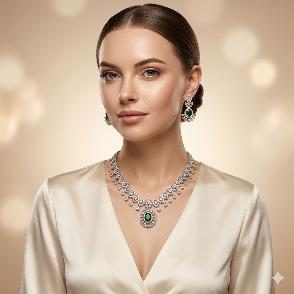 American Diamond Necklace Set for Women and Girls | Western wear