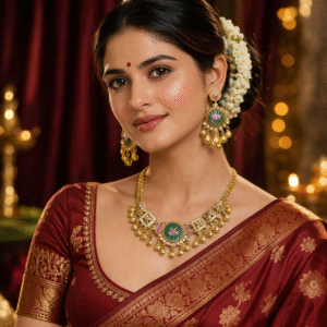 Rajwada Gold-Tone Choker Necklace Set with Matching Earrings | Bridal Wear