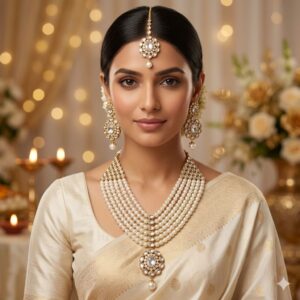 Polki Necklace Set with Maangtikka (3 peice) Women and Girls || Function and Wedding Wear