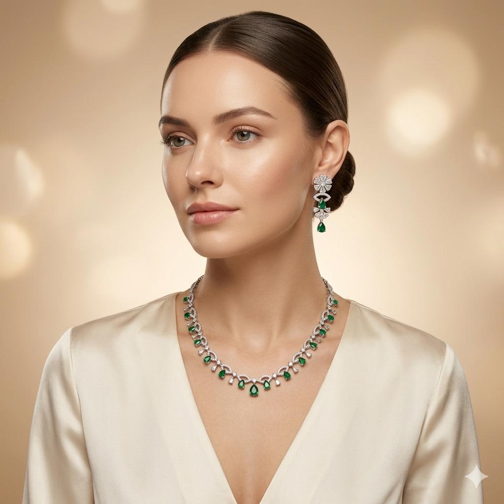 American Diamond Necklace Set for Women and Girls | Western wear