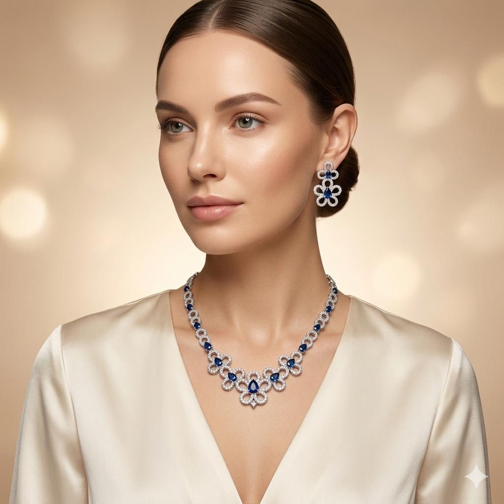 American Diamond Necklace Set for Women and Girls | Western wear