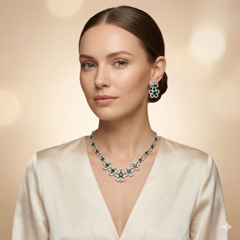 American Diamond Necklace Set for Women and Girls | Western wear